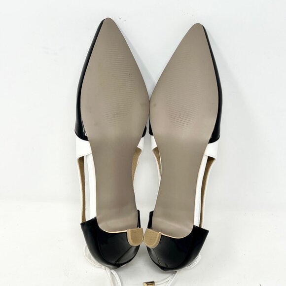 Womens Two Tone Black White Pump Bow Retro Evening Classy Office Formal Size 10M - Picture 9 of 11